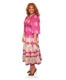 Mix Polka Dot Tiered Boho Midi Dress