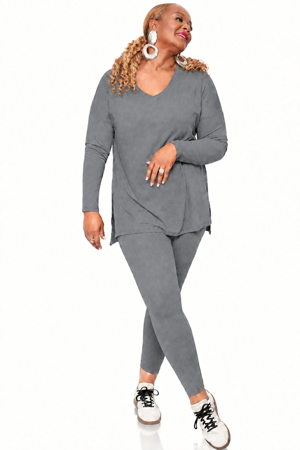 Long Sleeve V-Neck Legging Set