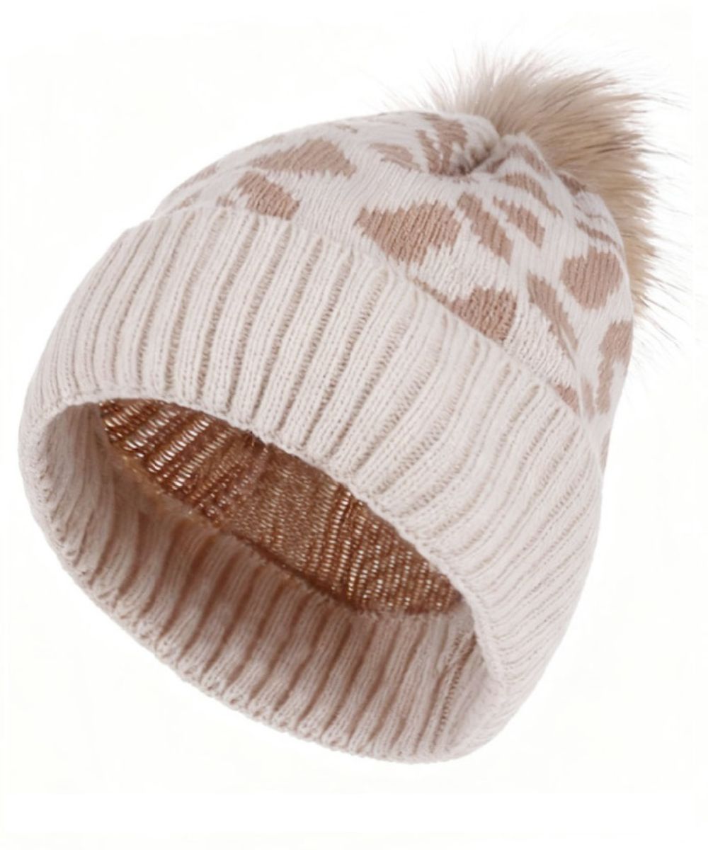 Leopard Knit Pom Beanie