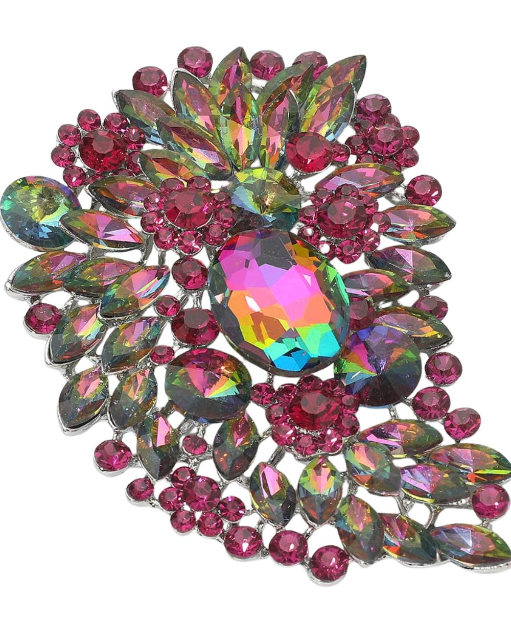 Plum Iridescent Stone Brooch