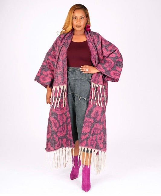 Oversized Purple Tassel Kimono