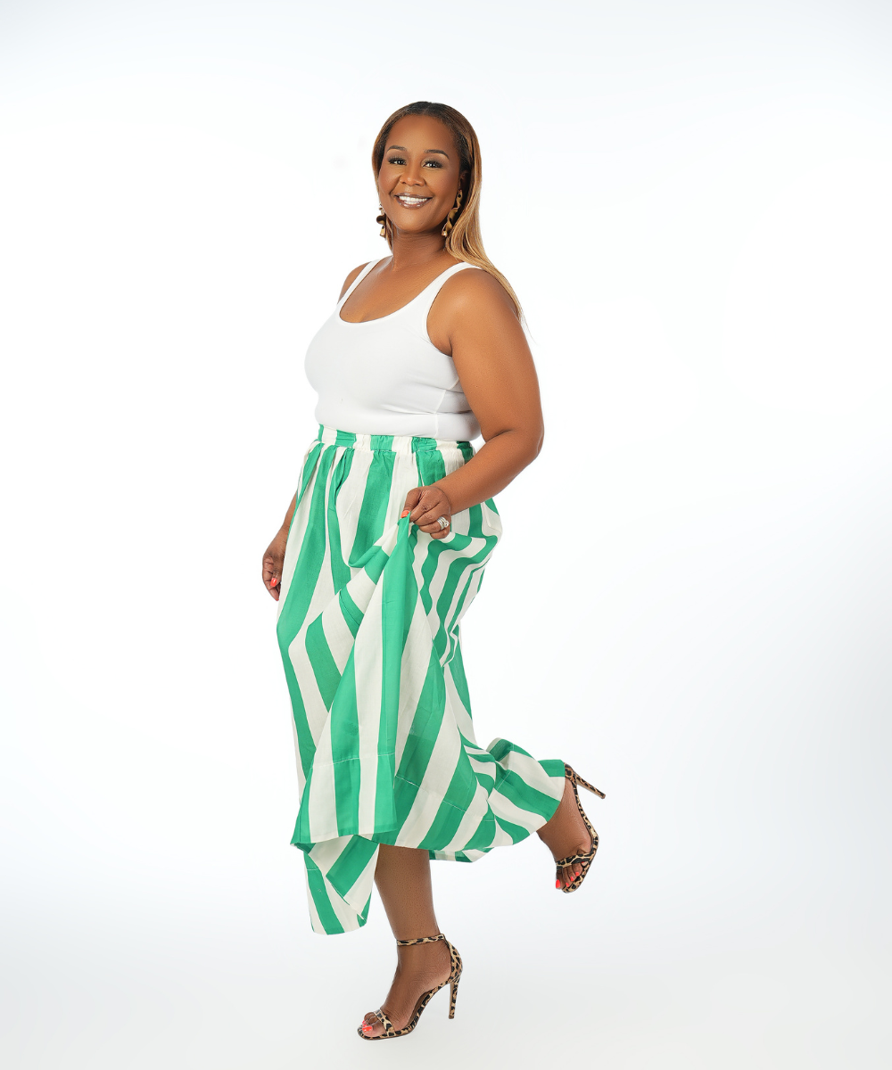 Vertical Stripe Midi Skirt