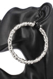 Brushed Metal Twisted Hoop Pin Catch Earrings