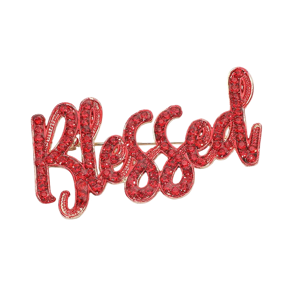 Rhinestone Pave BLESSED Pin Brooch