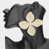 Oversized Bling Studded Floral Statement Earrings