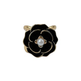 Pearl Center Enamel Flower Scarf Ring