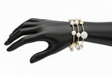 Trio Pearl Disc Pointed Stretch Multi Bracelets